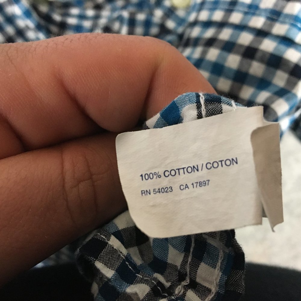 GAP Shirt L Mens Button Up 100 Cotton Long Sleeve Blue Tattersall Plaid Outlet - Picture 7 of 11